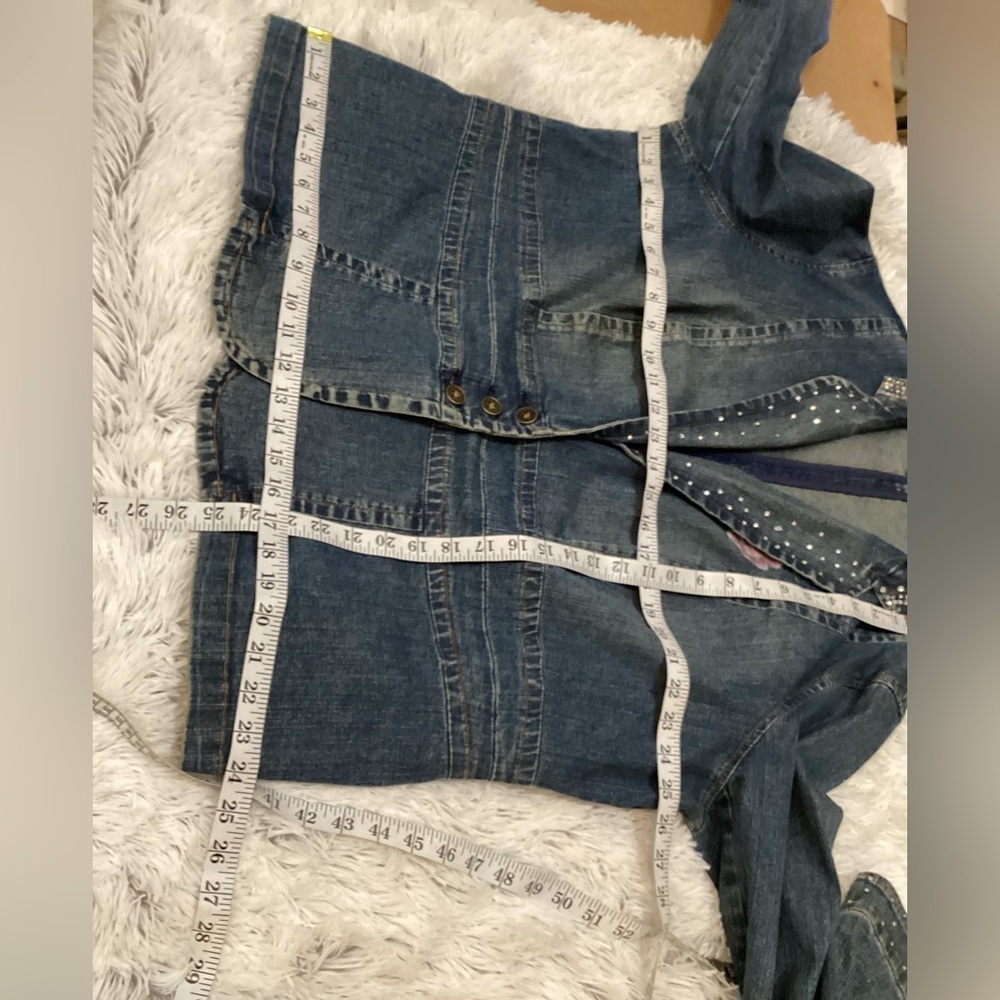 a.n.a 3 button painted floral glitter embellished Jean jacket Woman’s size 2X - Picture 11 of 15